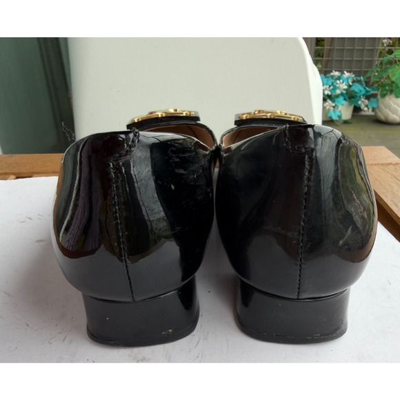 Tory burch Gigi Black Patent Leather flat slip on Pumps US 7 M logo classic - Picture 6 of 12